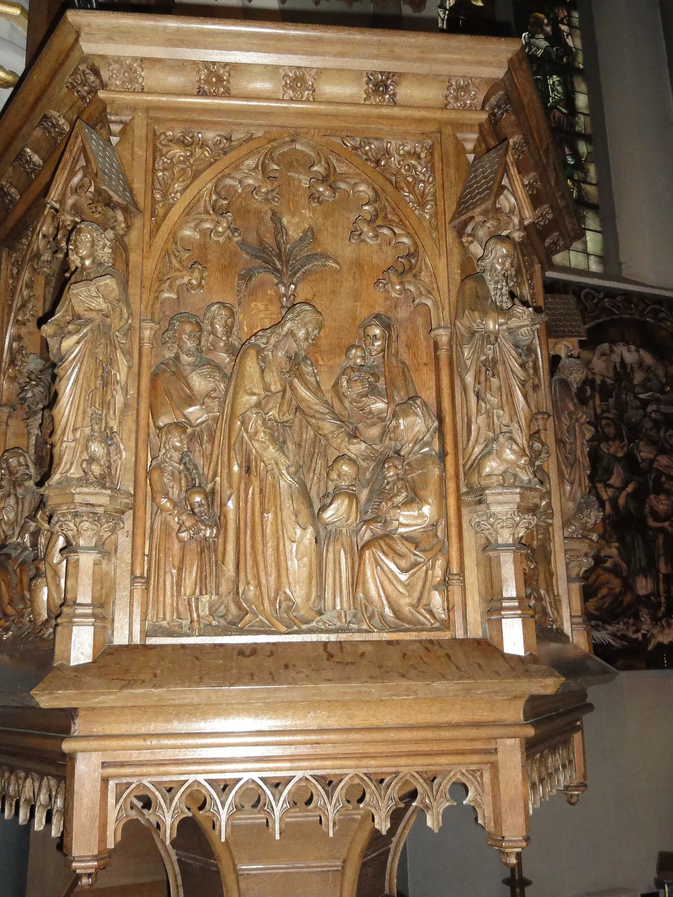 Katwijk (Cuijk) Sint Martinuskerk preekstoelpaneel 2, Laat de kinderen tot Mij komen.